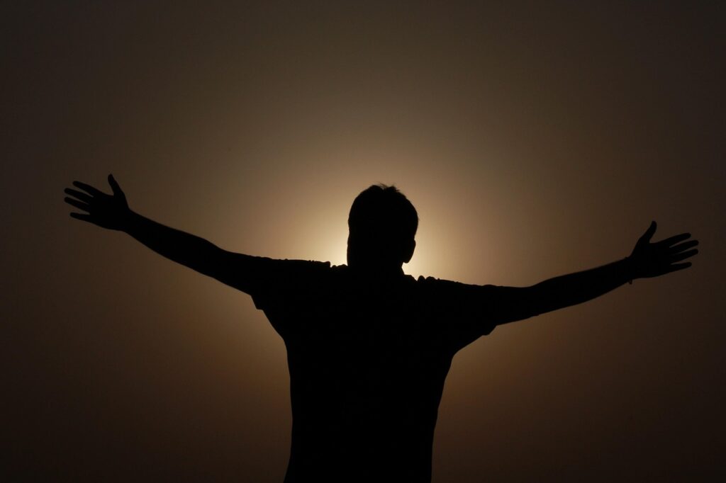 man, silhouette, nature, sun, shadow, silhouette man, summer, outdoor, success